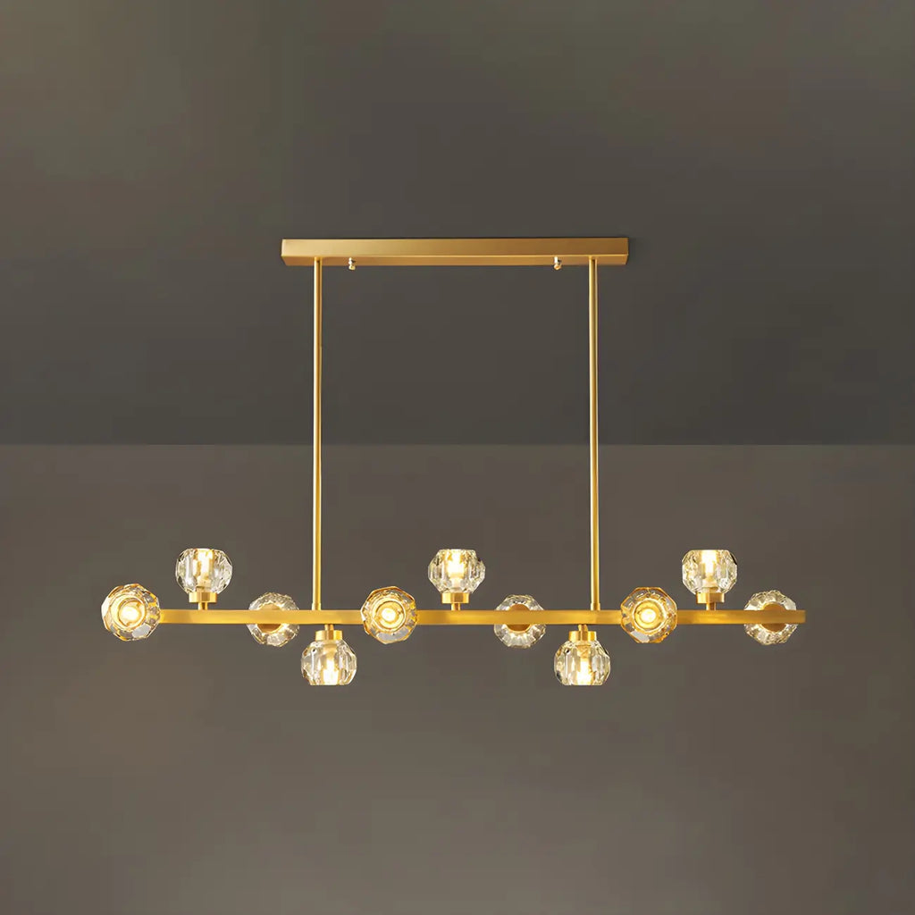 Lustre moderne en cristal doré pour îlot de cuisine