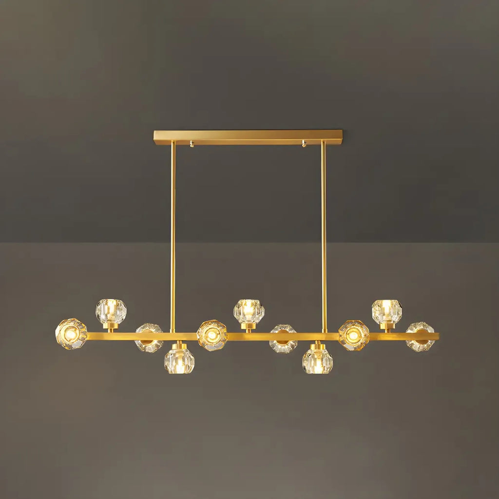 Lustre moderne en cristal doré pour îlot de cuisine