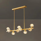 Lustre moderne en cristal doré pour îlot de cuisine