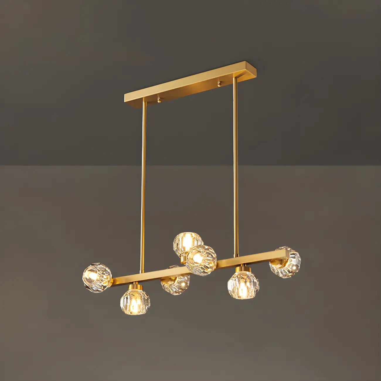 Lustre moderne en cristal doré pour îlot de cuisine