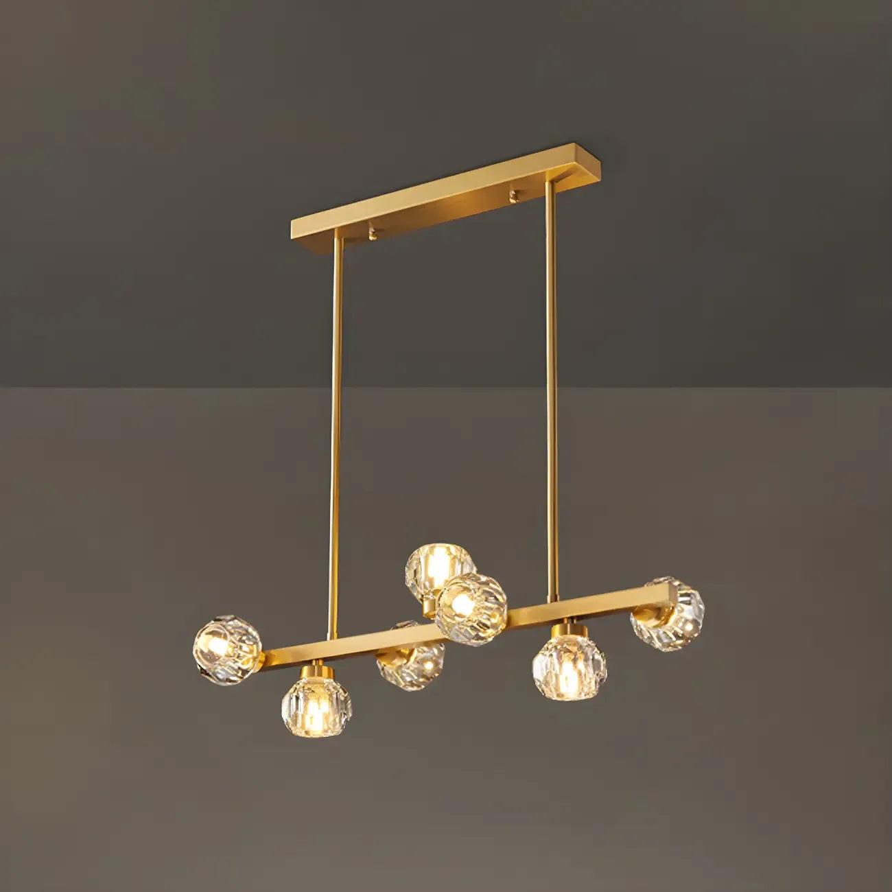 Lustre moderne en cristal doré pour îlot de cuisine