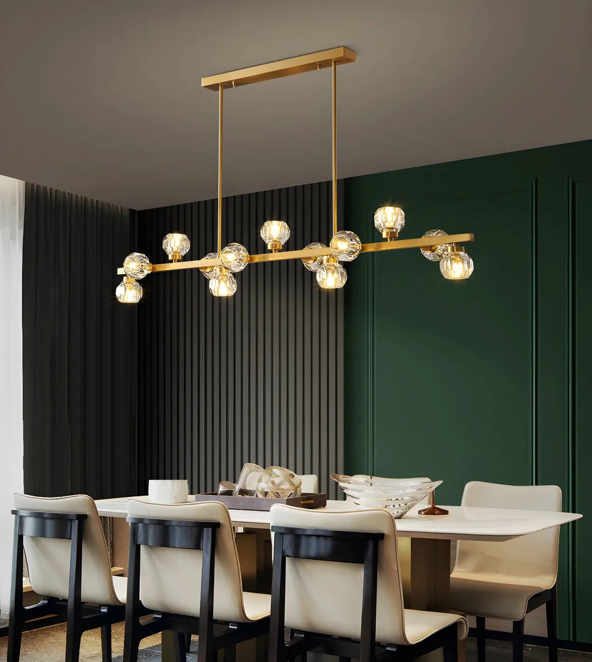 Lustre moderne en cristal doré pour îlot de cuisine