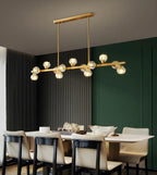 Lustre moderne en cristal doré pour îlot de cuisine