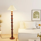 Lampadaire décoratif moderne à boules empilées avec abat-jour en tissu