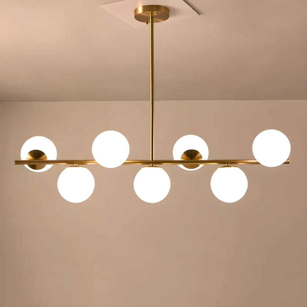 Suspension moderne à plusieurs lumières en cuivre pour îlot central