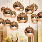 Suspension de cuisine en verre miroir avec globe