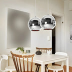 Suspension de cuisine en verre miroir avec globe