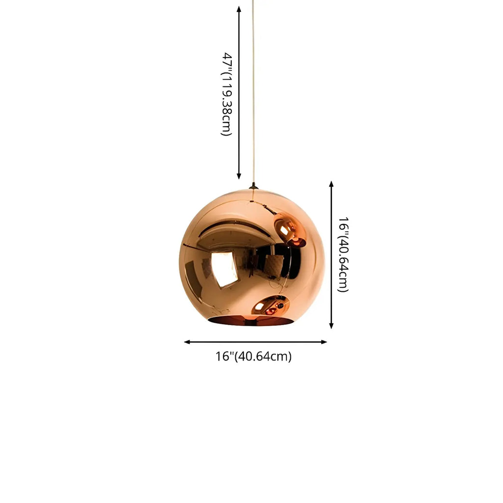 Suspension de cuisine en verre miroir avec globe