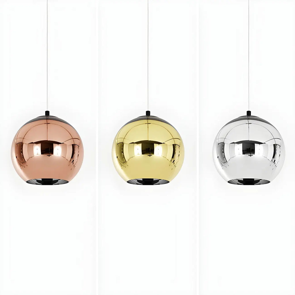 Suspension de cuisine en verre miroir avec globe