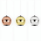 Suspension de cuisine en verre miroir avec globe