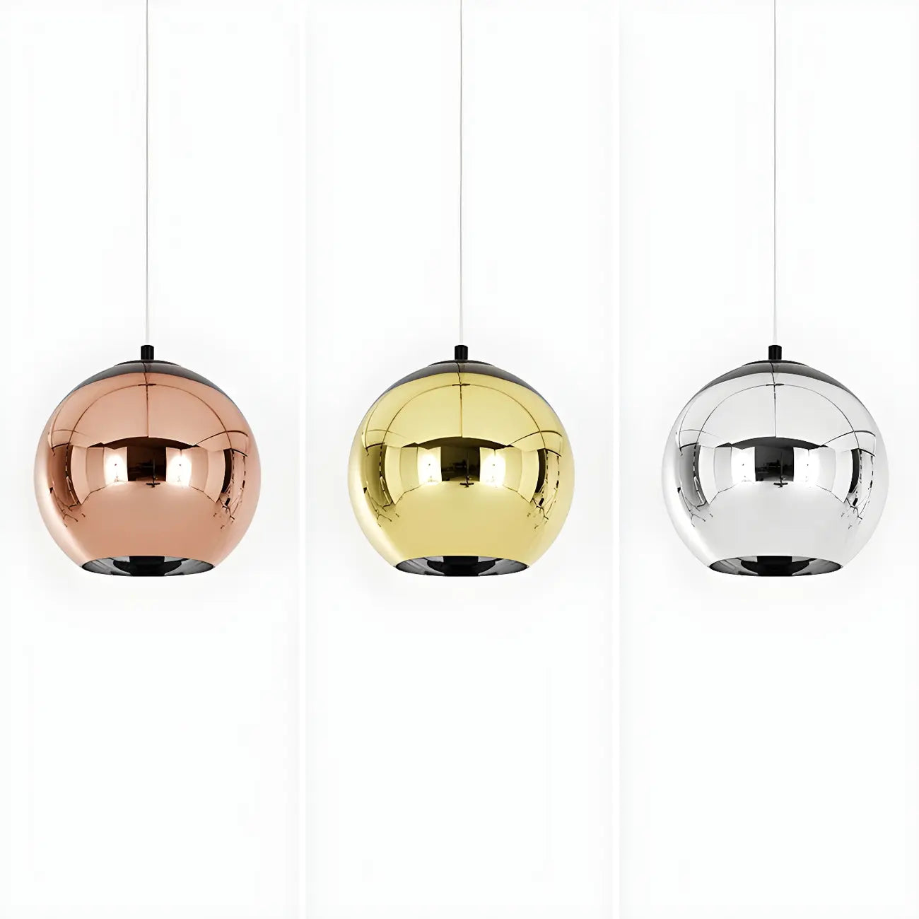 Suspension de cuisine en verre miroir avec globe
