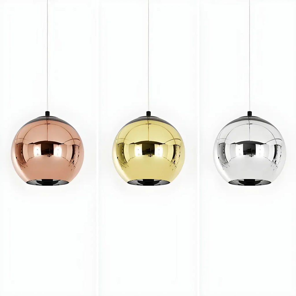 Suspension de cuisine en verre miroir avec globe