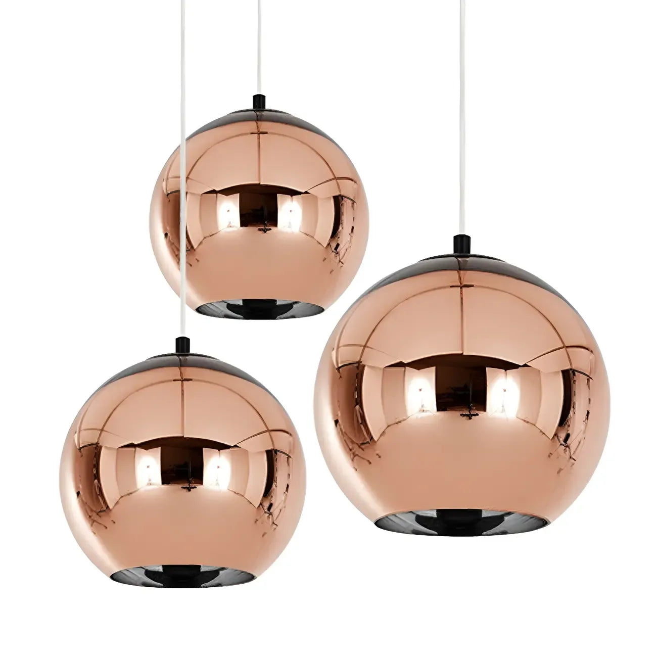 Suspension de cuisine en verre miroir avec globe