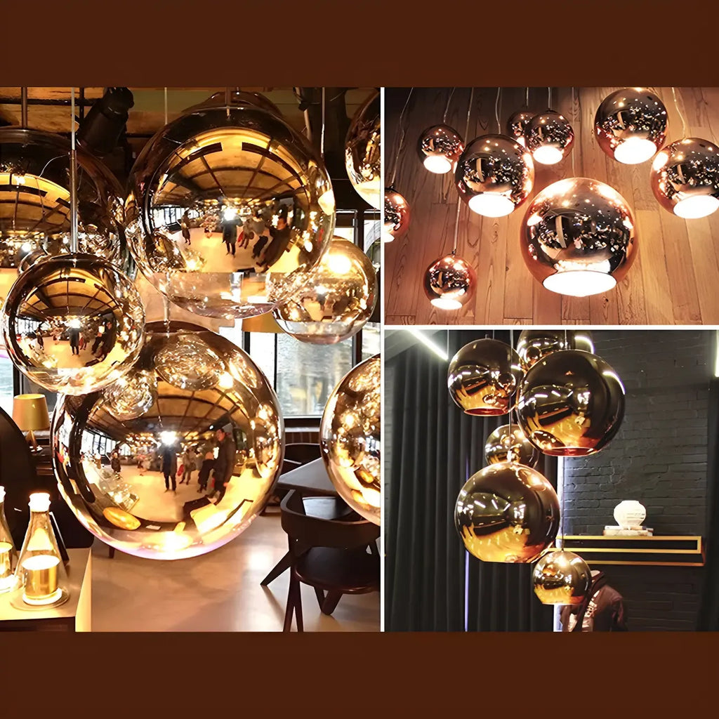 Suspension de cuisine en verre miroir avec globe