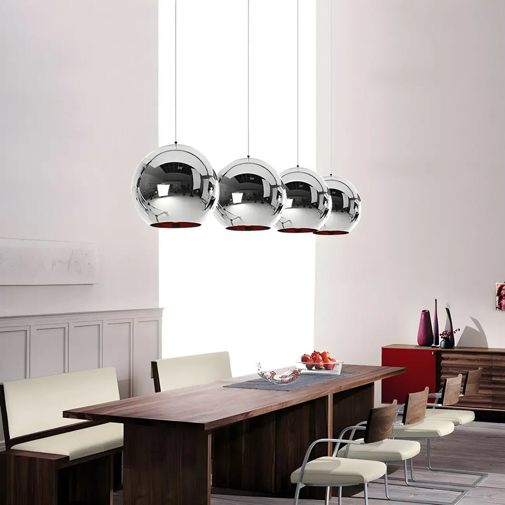 Suspension de cuisine en verre miroir avec globe