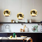 Suspension de cuisine en verre miroir avec globe