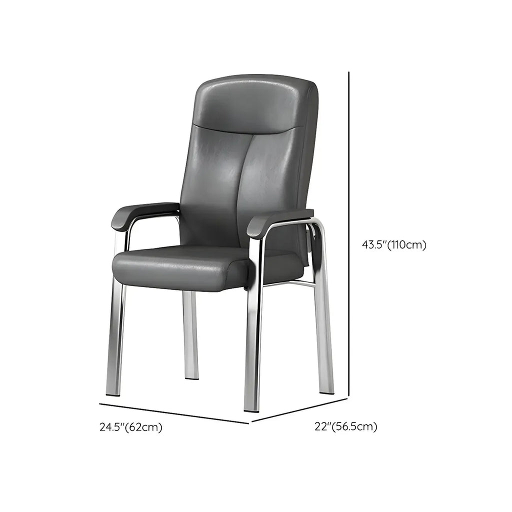Chaise de bureau moderne HomeyFad en cuir et métal, à 4 pieds et accoudoirs