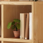 Bibliothèque horizontale moderne en bois à 8 cubes, finition naturelle