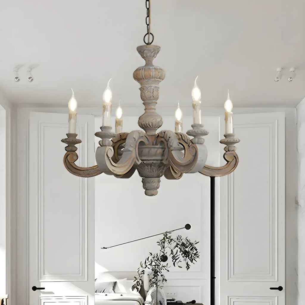 Lustre vintage en bois gris style rustique