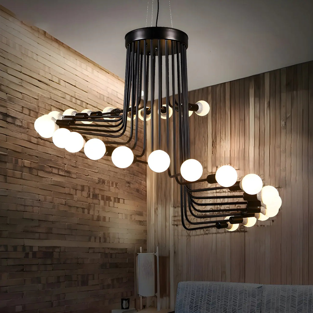 Lustre linéaire moderne en verre noir