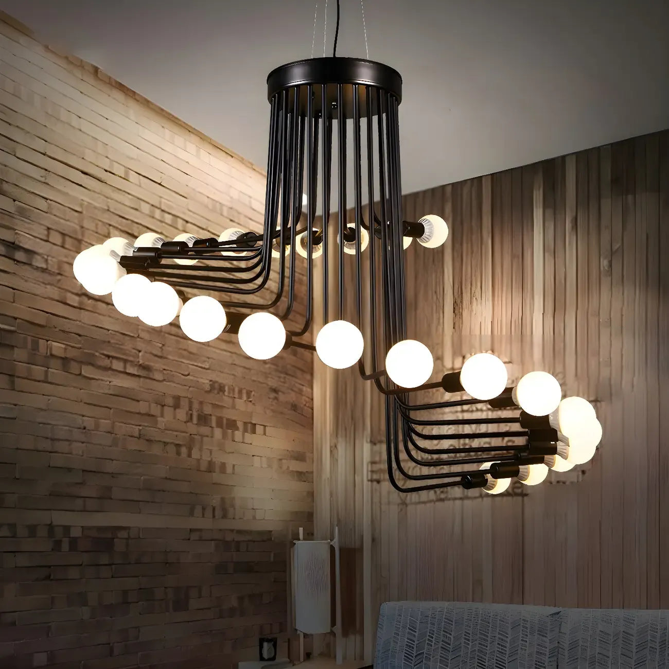 Lustre linéaire moderne en verre noir