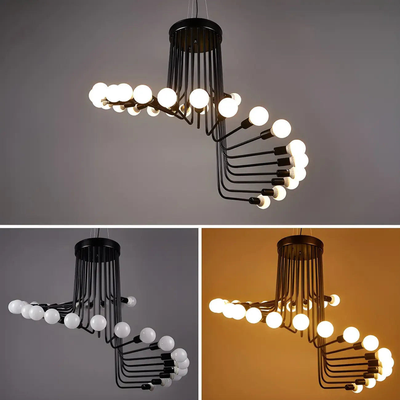 Lustre linéaire moderne en verre noir