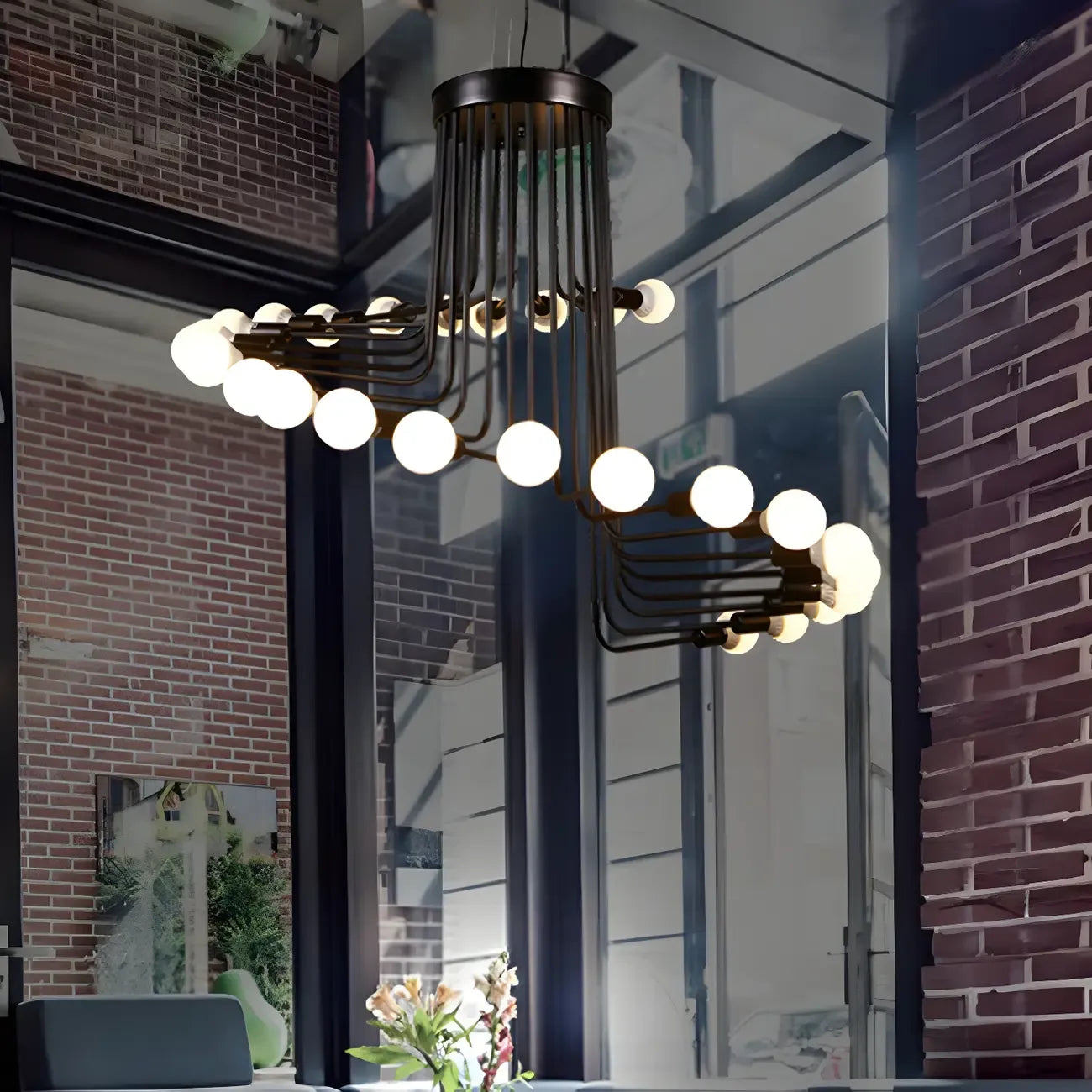 Lustre linéaire moderne en verre noir