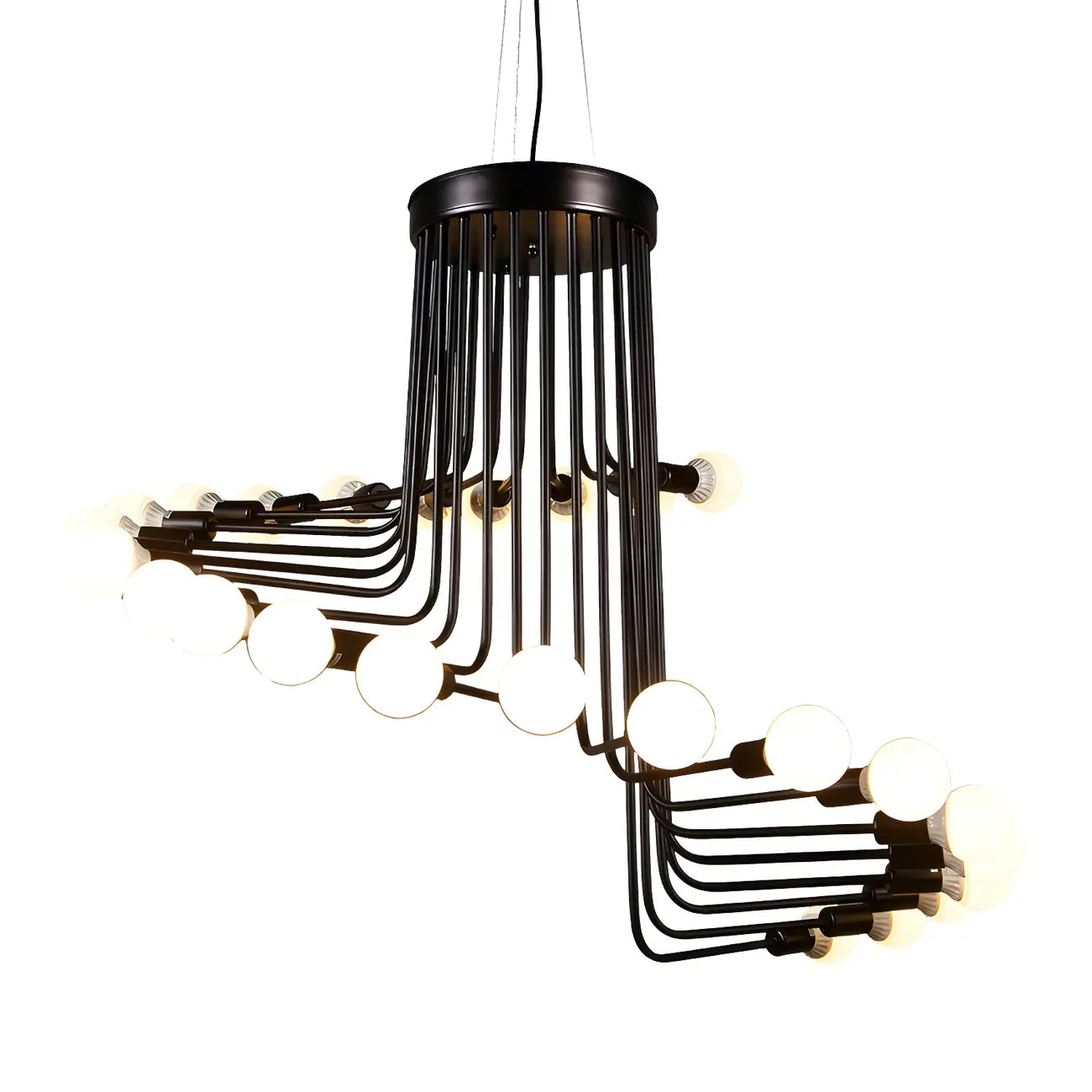 Lustre linéaire moderne en verre noir