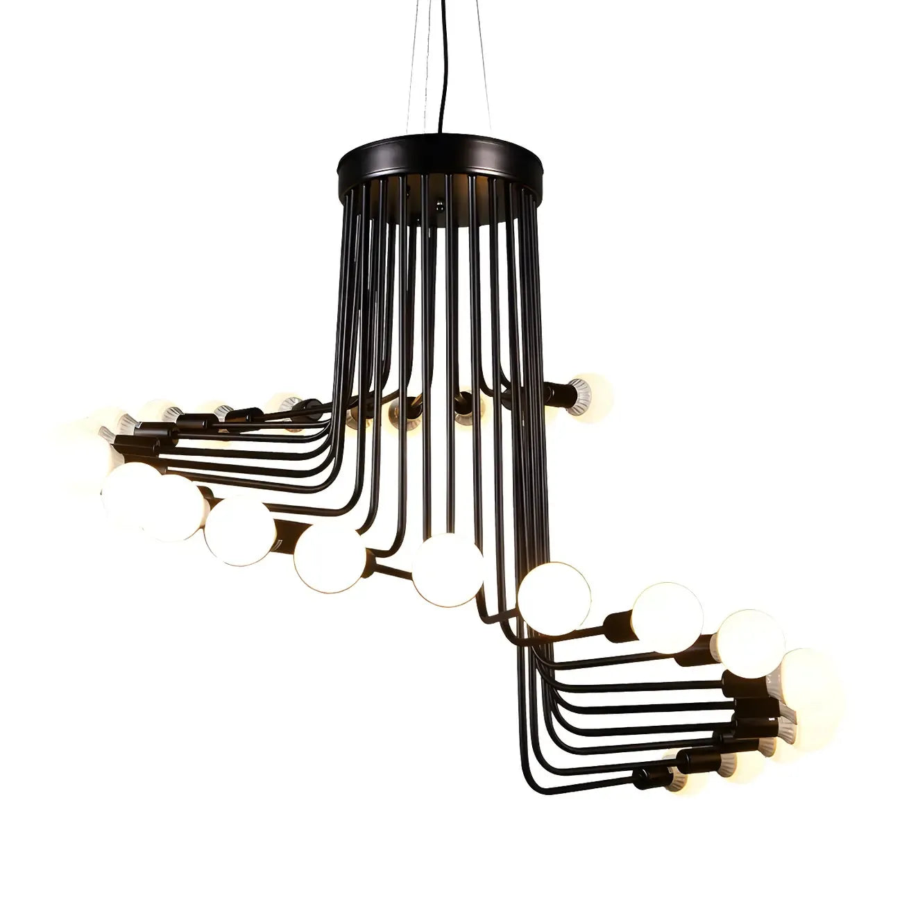 Lustre linéaire moderne en verre noir