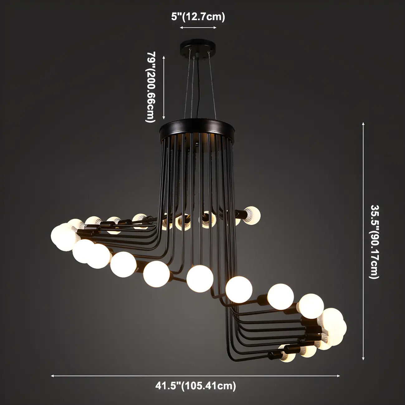 Lustre linéaire moderne en verre noir