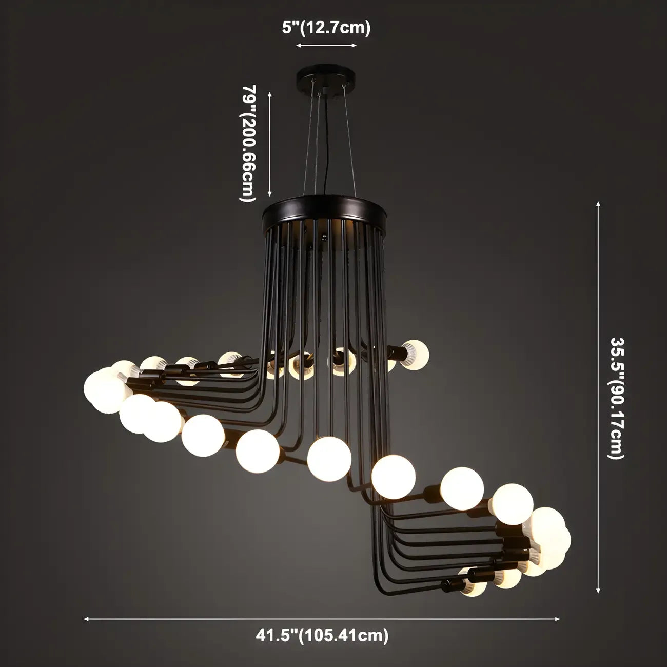Lustre linéaire moderne en verre noir