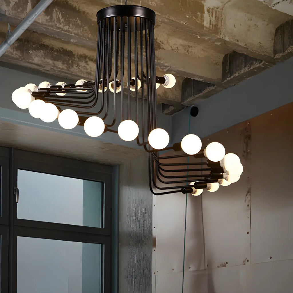 Lustre linéaire moderne en verre noir