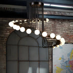 Lustre linéaire moderne en verre noir
