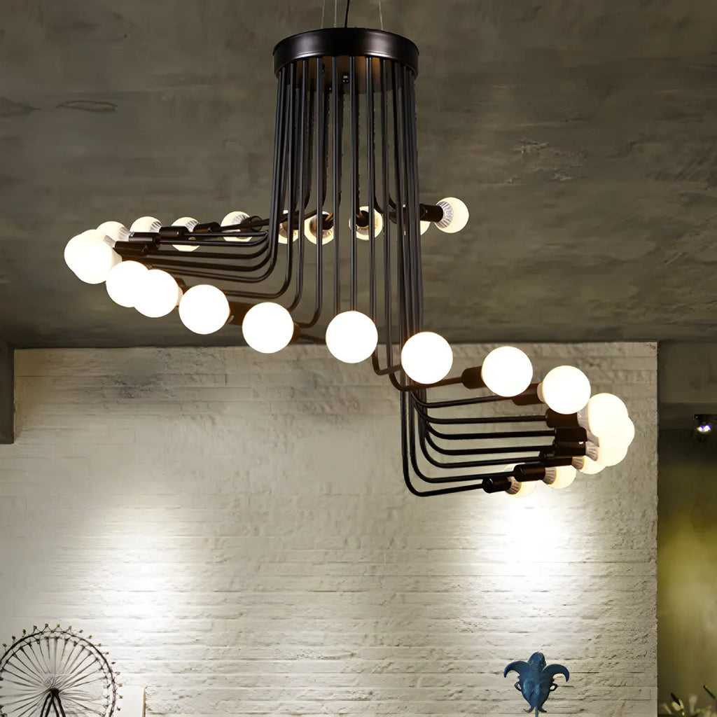 Lustre linéaire moderne en verre noir