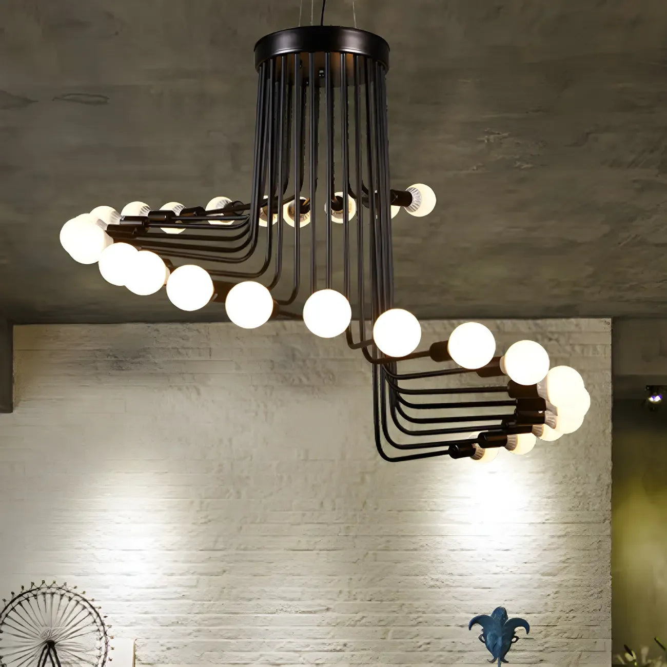 Lustre linéaire moderne en verre noir