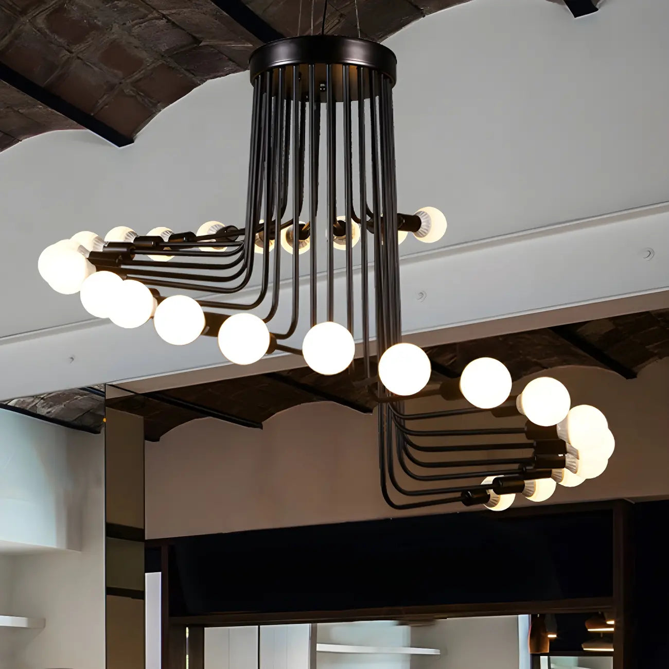 Lustre linéaire moderne en verre noir