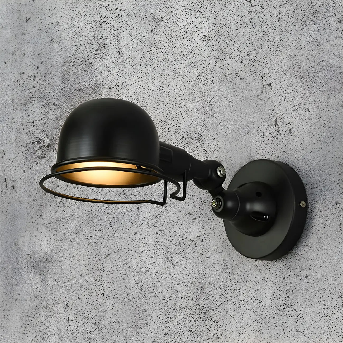 Applique murale industrielle noire à dôme de 12 pouces avec bras réglable