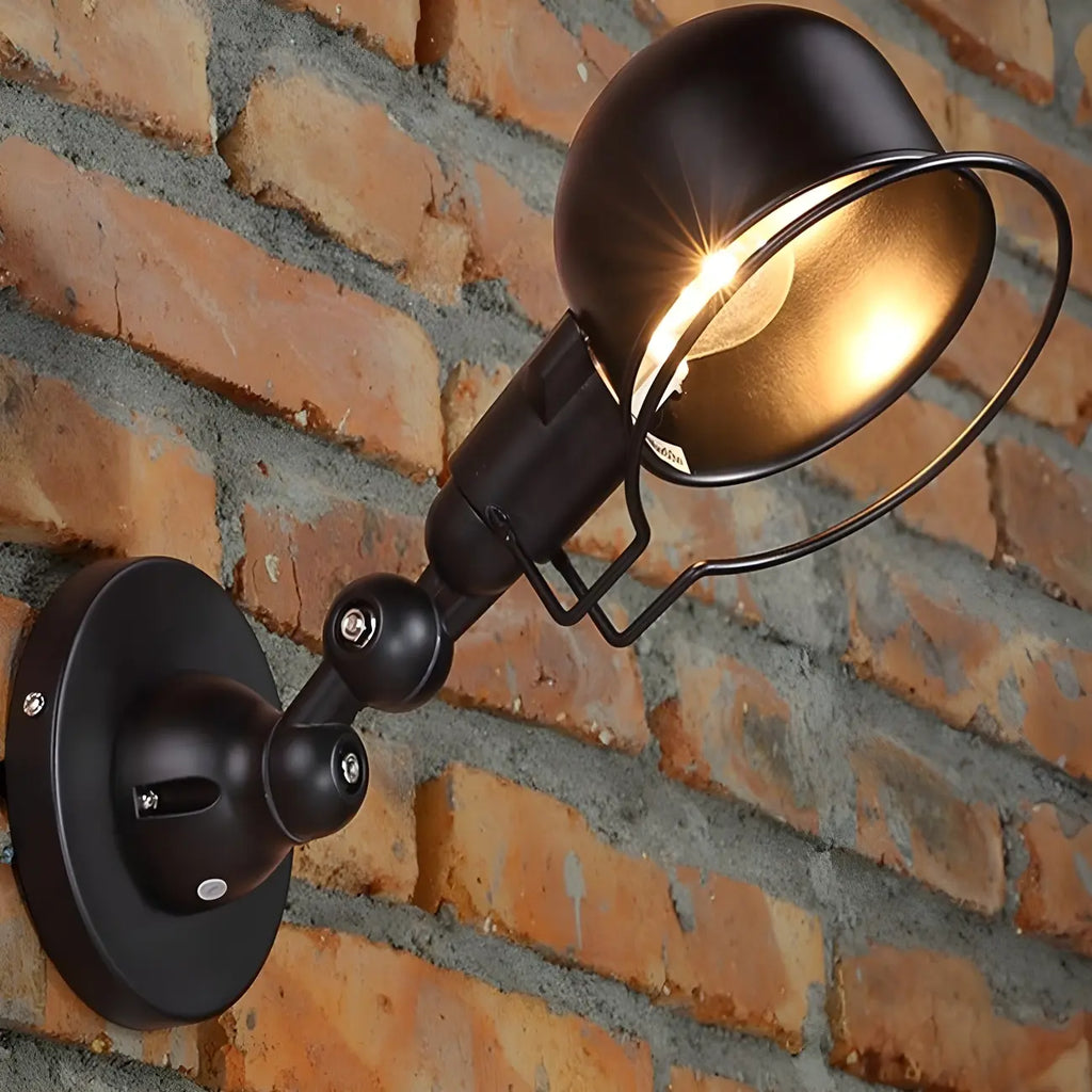 Applique murale industrielle noire à dôme de 12 pouces avec bras réglable