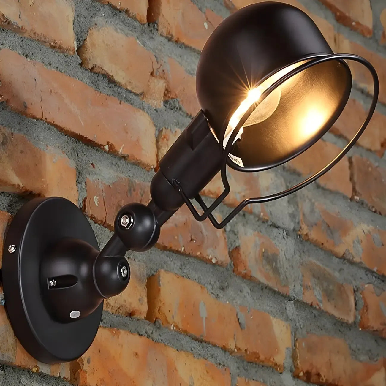 Applique murale industrielle noire à dôme de 12 pouces avec bras réglable