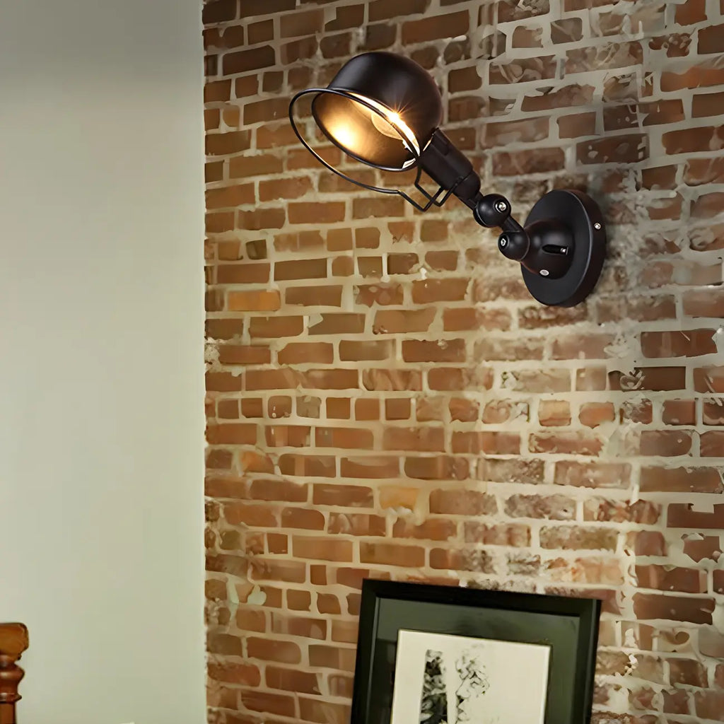 Applique murale industrielle noire à dôme de 12 pouces avec bras réglable