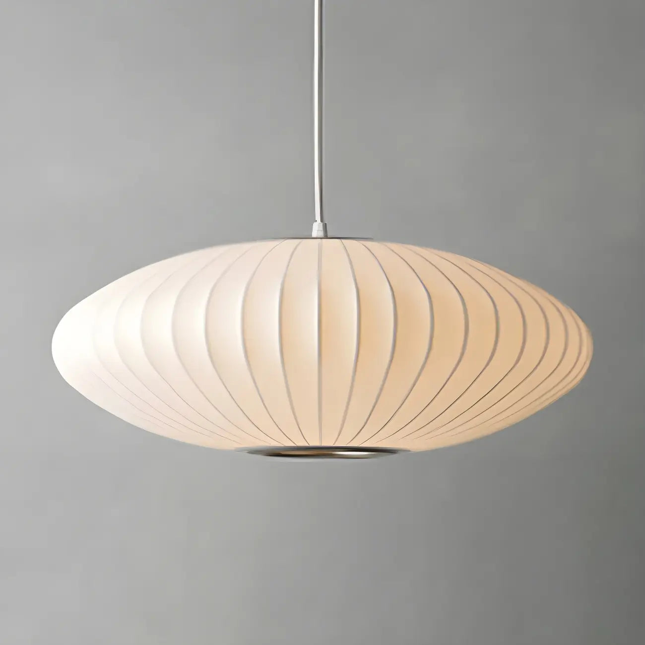 Suspension LED contemporaine en soie blanche en forme de disque