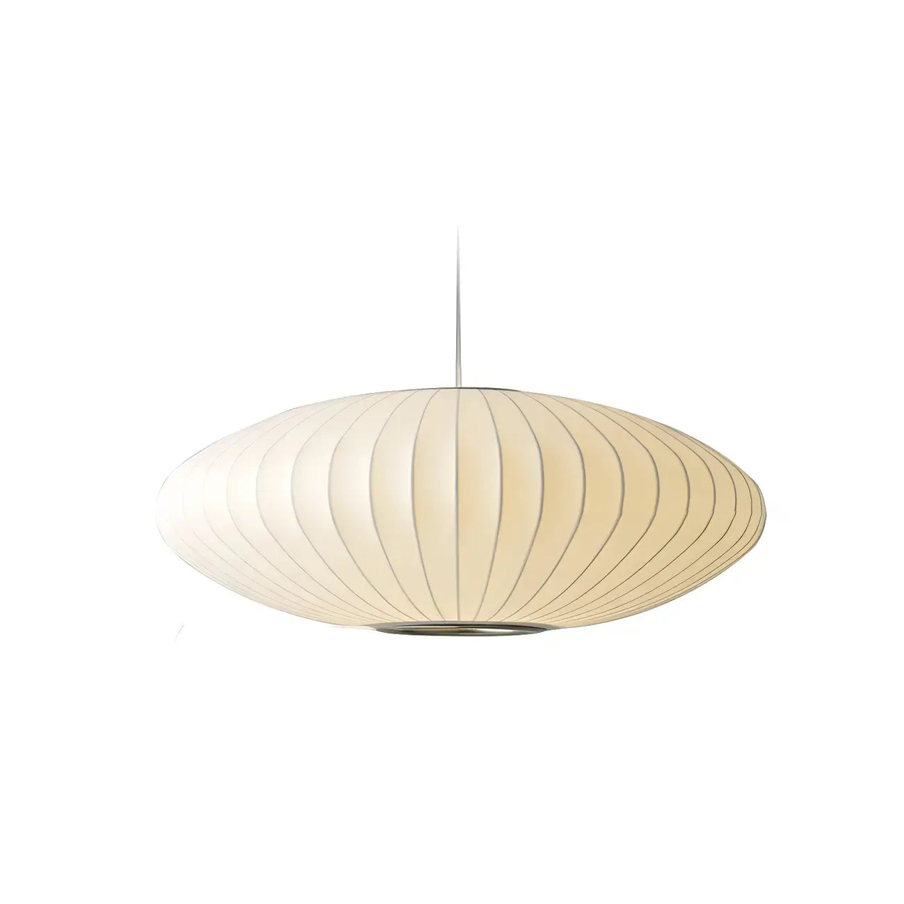 Suspension LED contemporaine en soie blanche en forme de disque