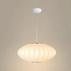 Suspension LED contemporaine en soie blanche en forme de disque