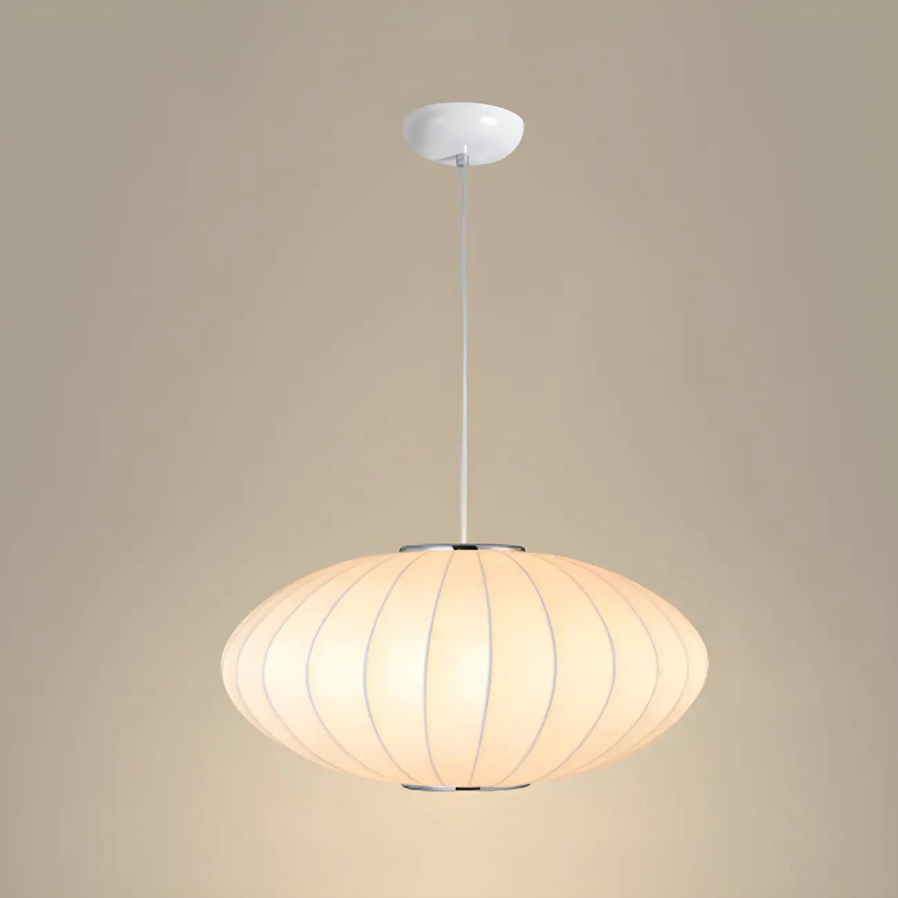 Suspension LED contemporaine en soie blanche en forme de disque