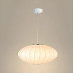 Suspension LED contemporaine en soie blanche en forme de disque
