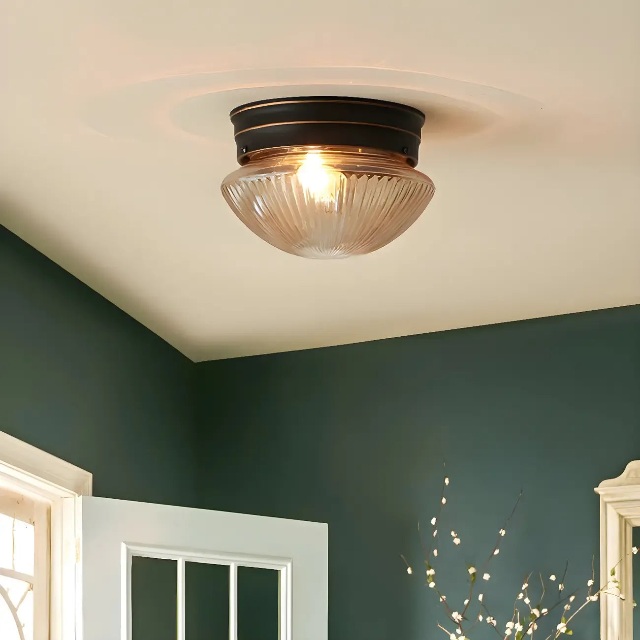 Plafonnier LED encastré en verre ambré bronze classique