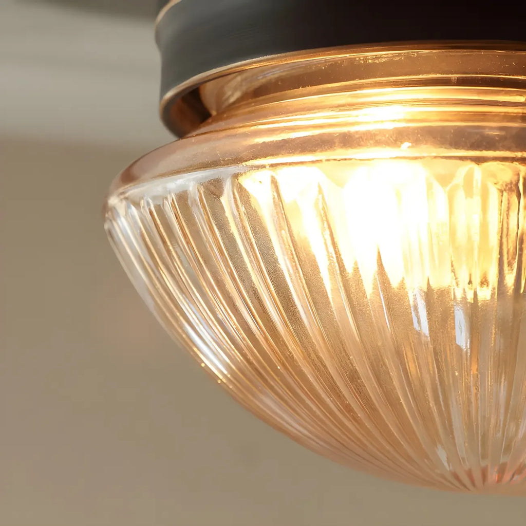 Plafonnier LED encastré en verre ambré bronze classique