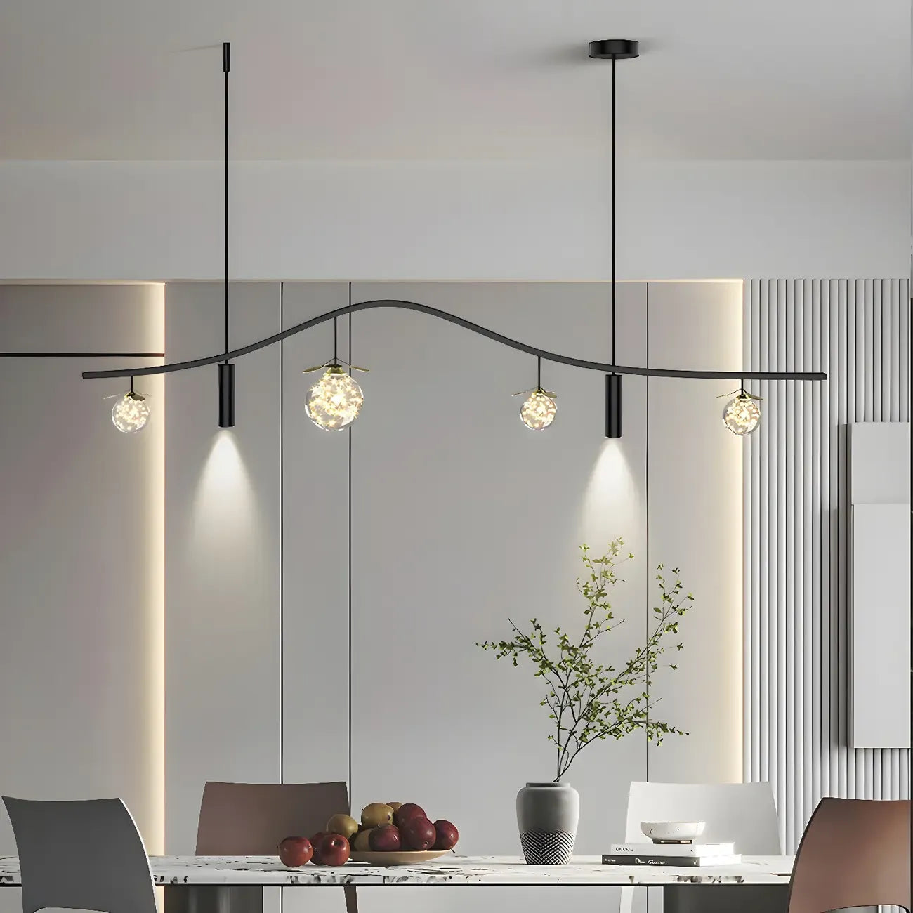 Lampadario a sospensione moderno ed elegante a 6 luci con globi per isola cucina