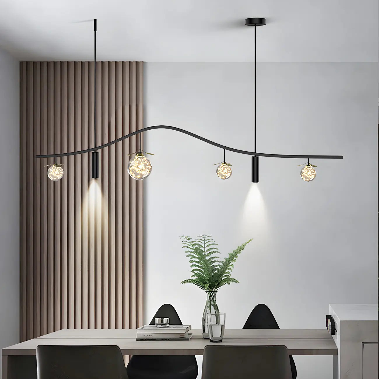 Lampadario a sospensione moderno ed elegante a 6 luci con globi per isola cucina