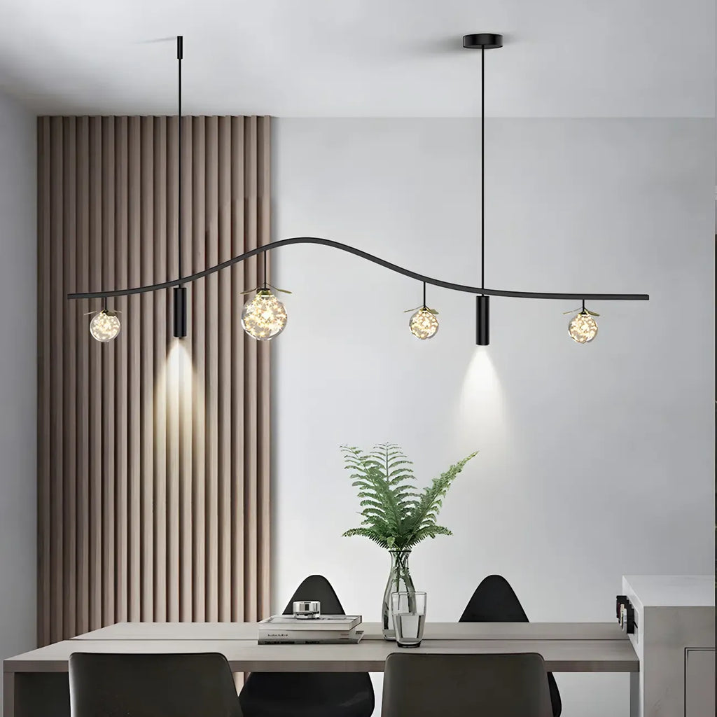 Lampadario a sospensione moderno ed elegante a 6 luci con globi per isola cucina